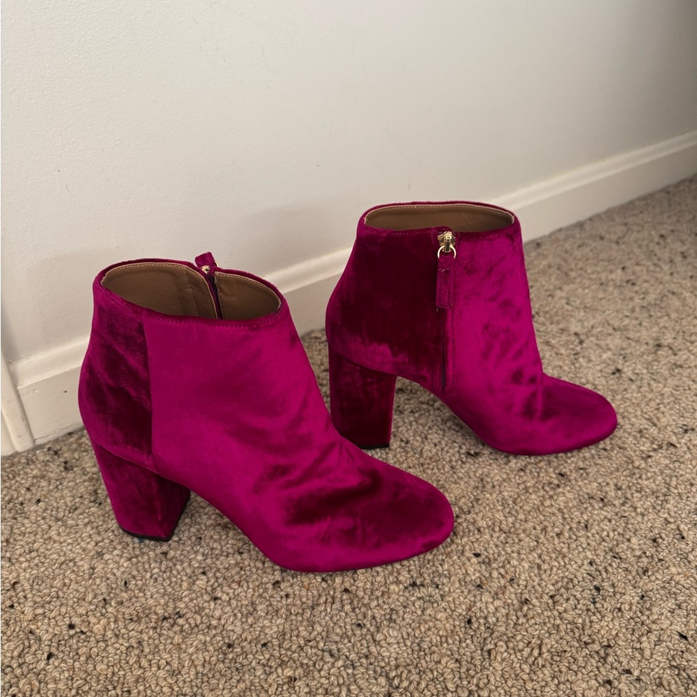 Aquazzura Fuchsia Velvet Ankle Boots